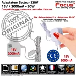 Chargeur Meian 15V 2000mA, alimentation fiable pour dispositifs de surveillance.